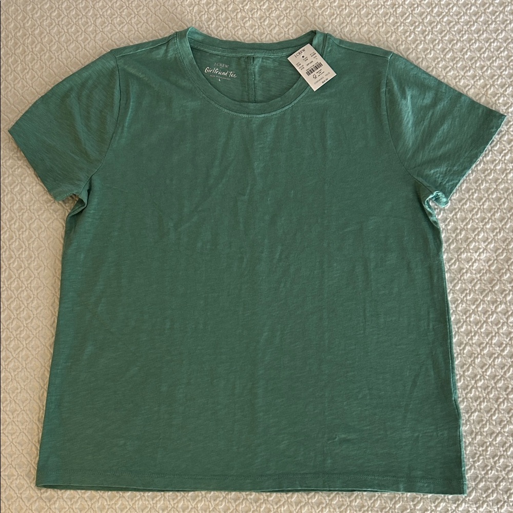 NWT J.Crew Factory Girlfriend Tee in Green, Sz-L - Picture 2 of 5